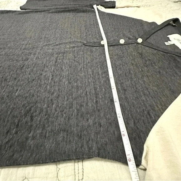 The Great Size 0 XS Henley Raglan Sleeves T-Shirt Dress Gray Cream - Picture 6 of 8